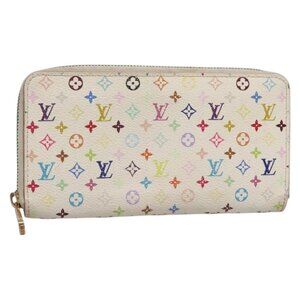 LOUIS VUITTON Monogram Multicolor Zippy Wallet Wallet White M60241 Auth 142356